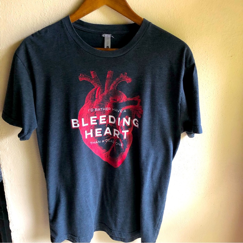 Next Level Apparel. Bleeding Heart Graphic Tshirt. Gray Shirt Size Medium